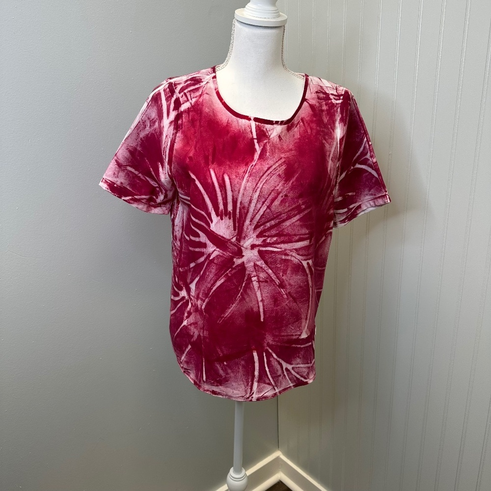 dotti Fuchsia/Magenta Tie-dye Hibiscus Flower top size 12